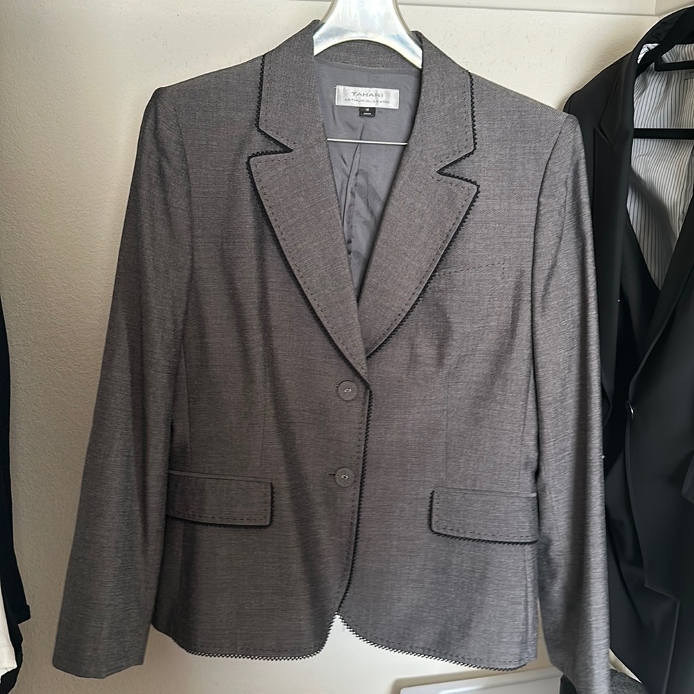 Gray suit with lace detail